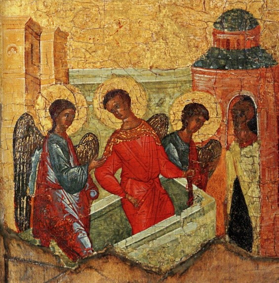 Ангелы беседуют с восставшим из гроба  Димитрием Солунским